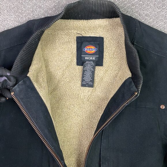 Dickies Vest Mens Large Black Duck Canvas Sherpa Lined Work Wear Utility - Picture 6 of 13